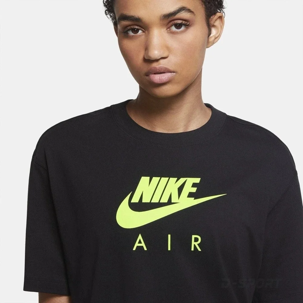 Nike Air T-Shirt Mens Small Black Neon Lime Green Sportswear Oversized Tee